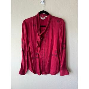 NWT Equipment Femme Shirt in Raspberry red with Removable Neck Tie, Size S
